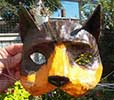 Papier mache mask with nylon whiskers
